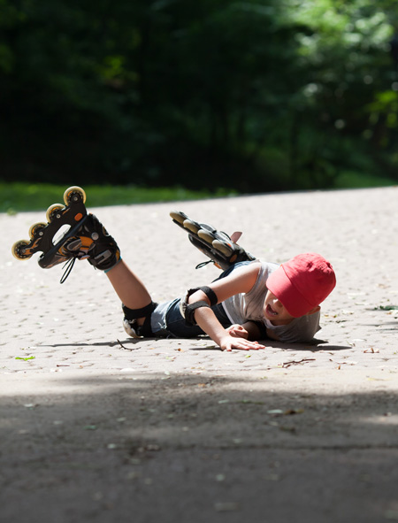 Outside inline skating accident for boy